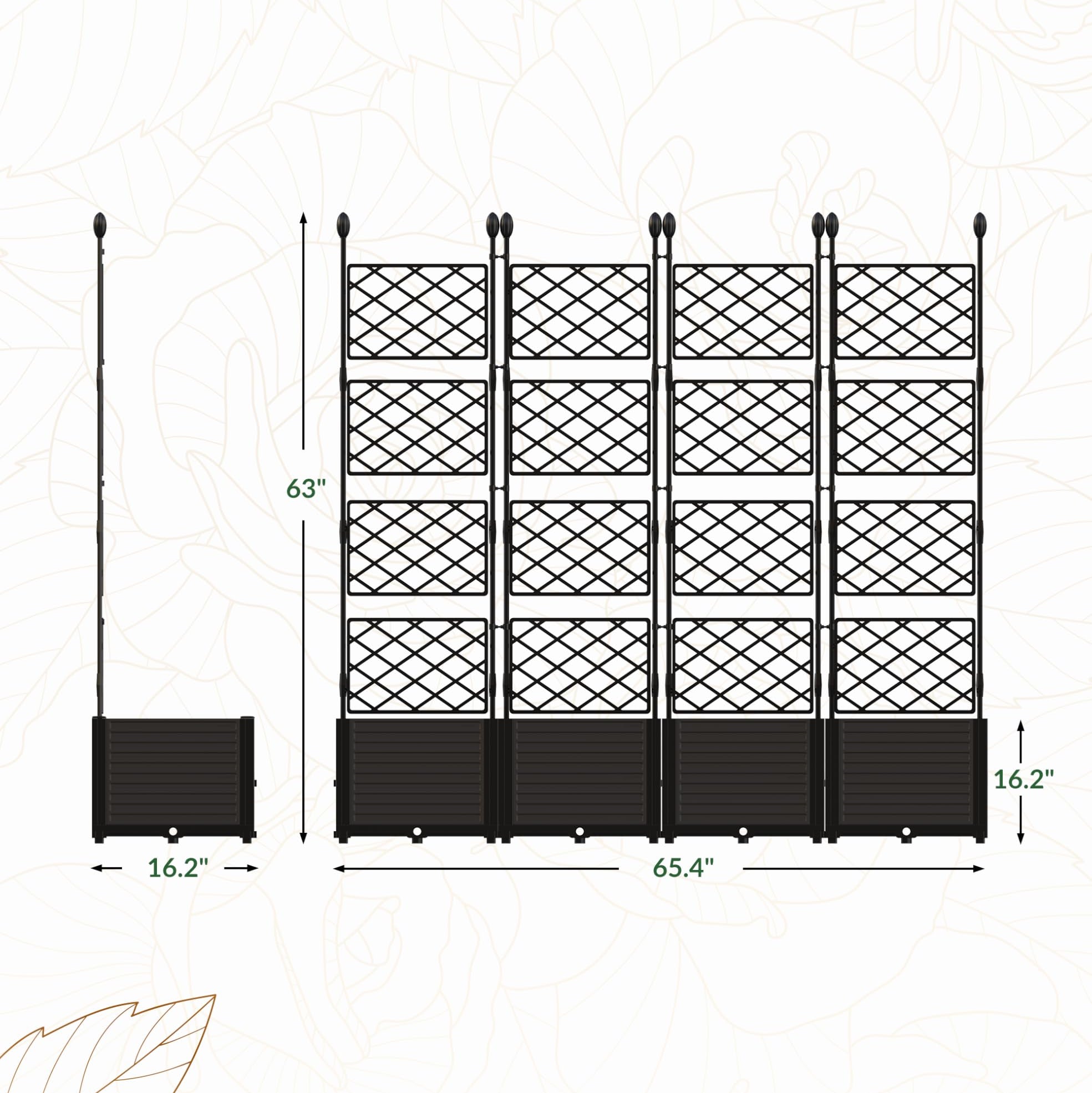 Greenhaus Gardening Raised Garden Planter Box with Metal Privacy Trellis