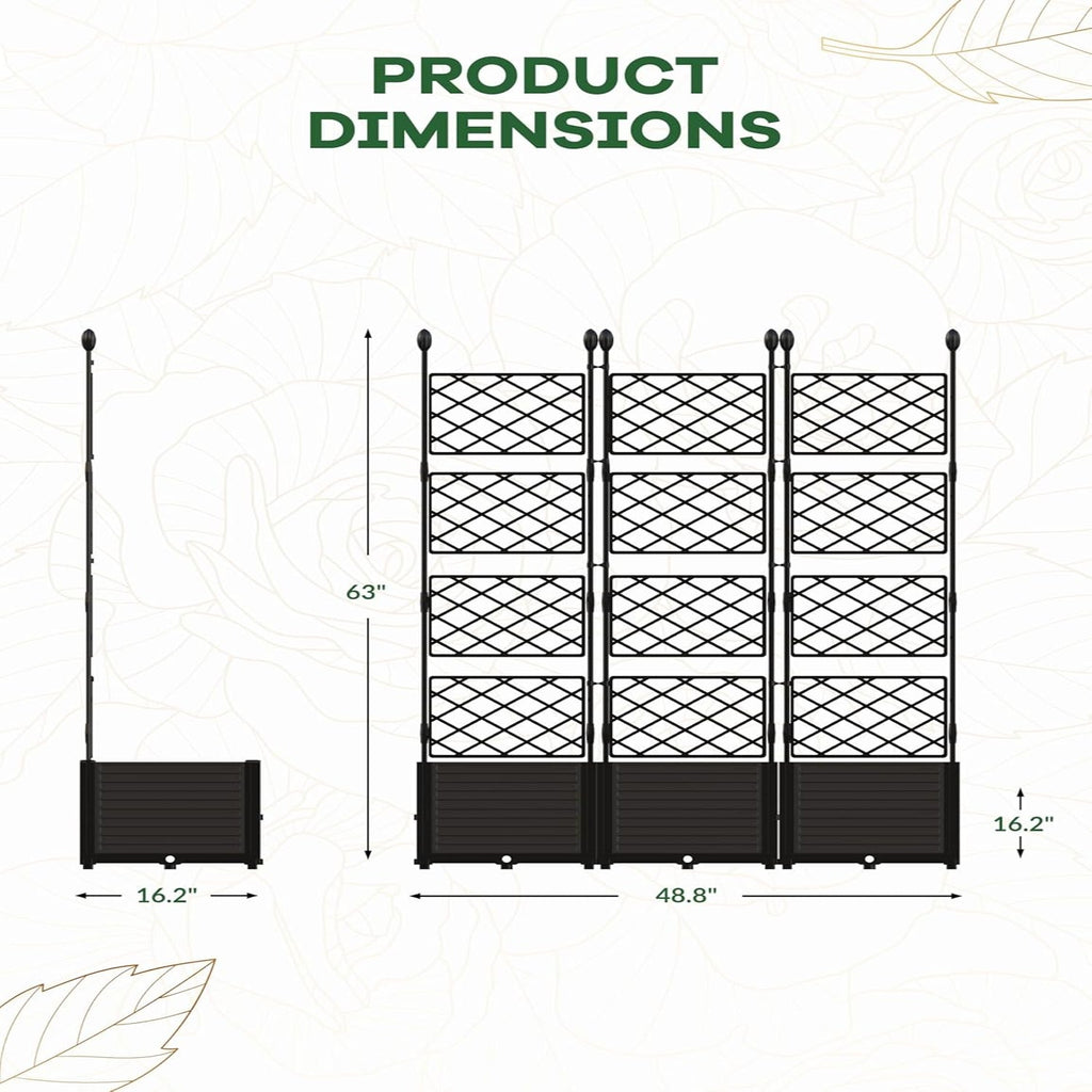 Greenhaus Gardening 3-Pack Modular Planter Boxes with Trellis