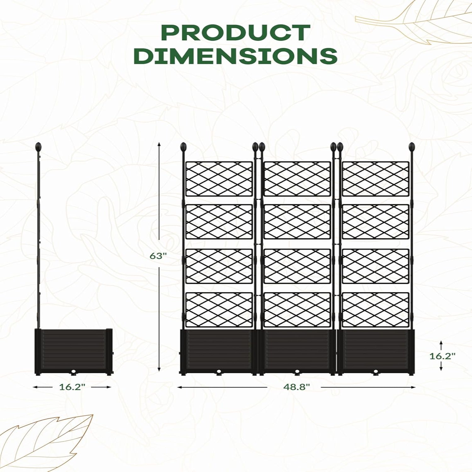 Greenhaus Gardening 3-Pack Modular Planter Boxes with Trellis