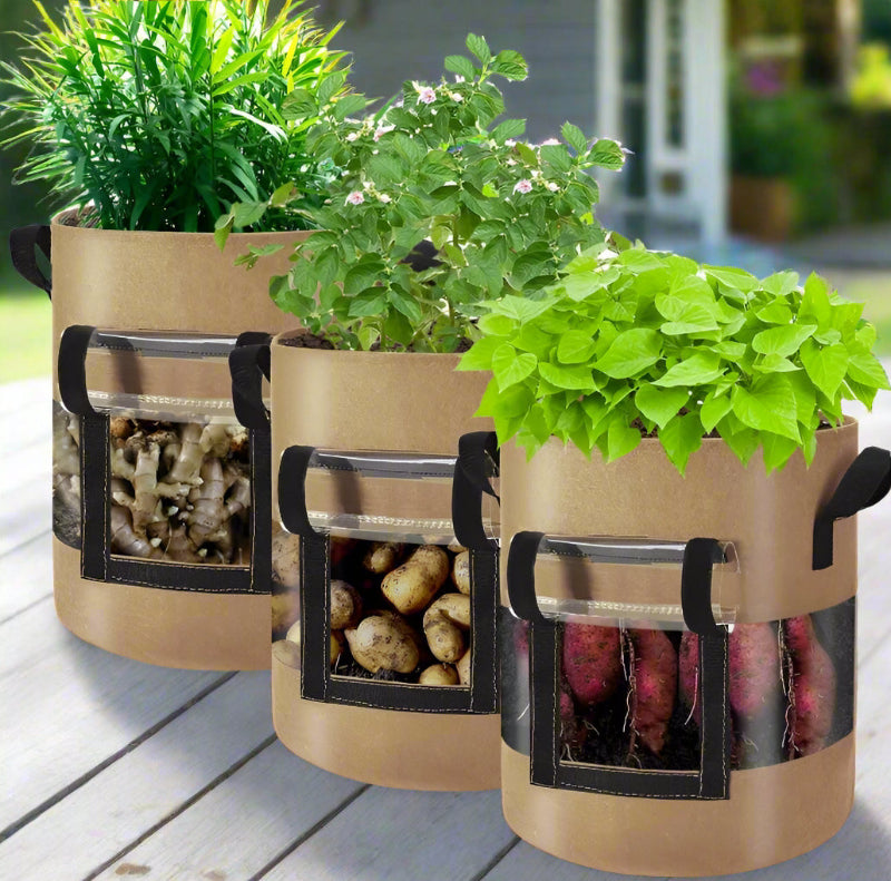 Greenhaus Gardening Portable Fabric Grow Pots for Indoor and Outdoor Gardening
