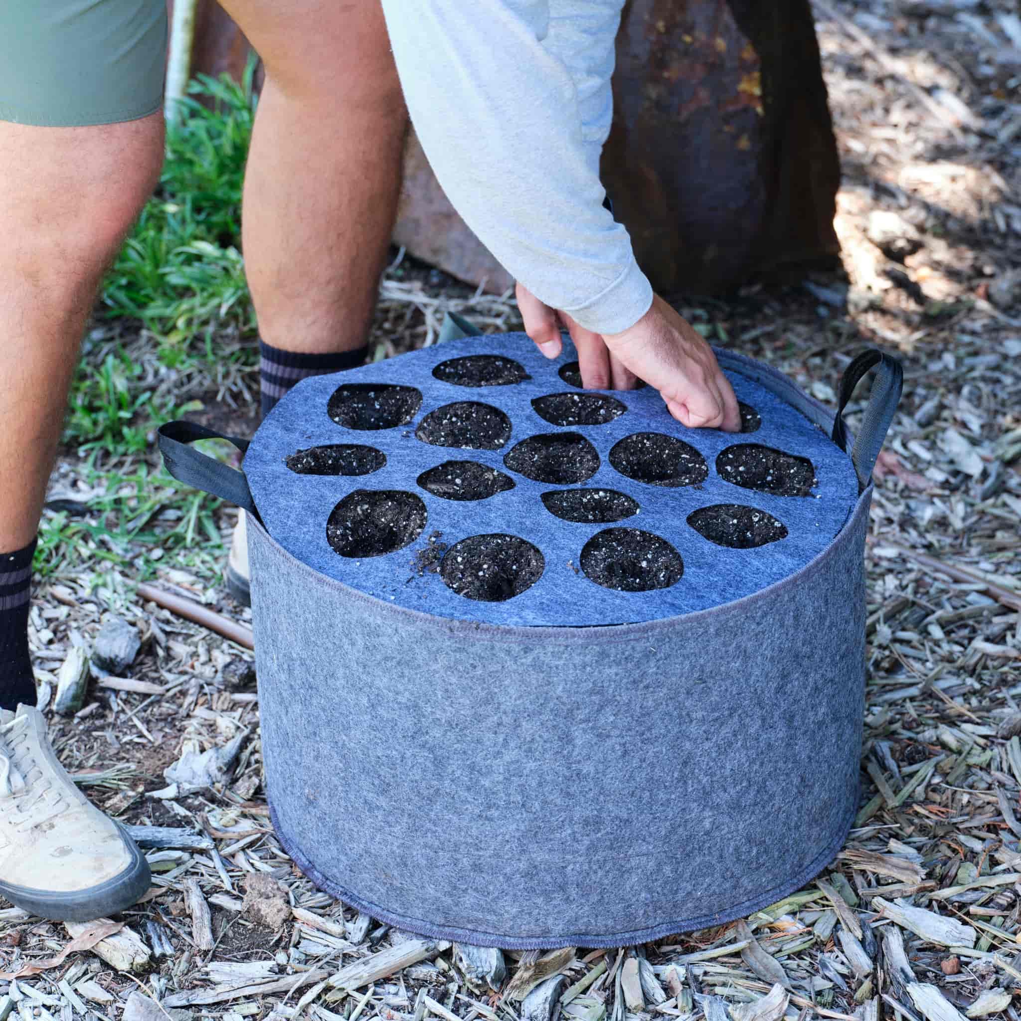 Greenhaus Gardening Plantable Fabric Covers for Moisture Control in Grow Bags