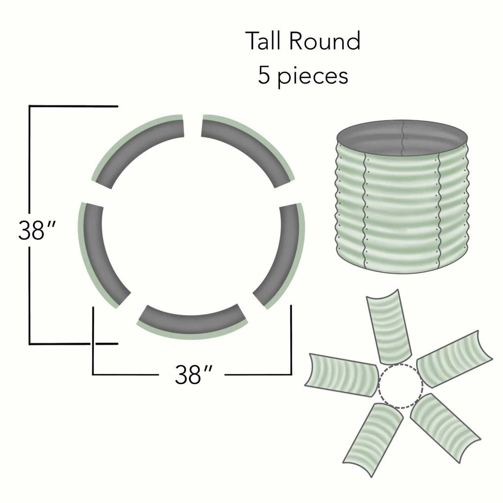 Greenhaus Gardening Round Raised Garden Bed, Deep Root Vegetable Growing Planter