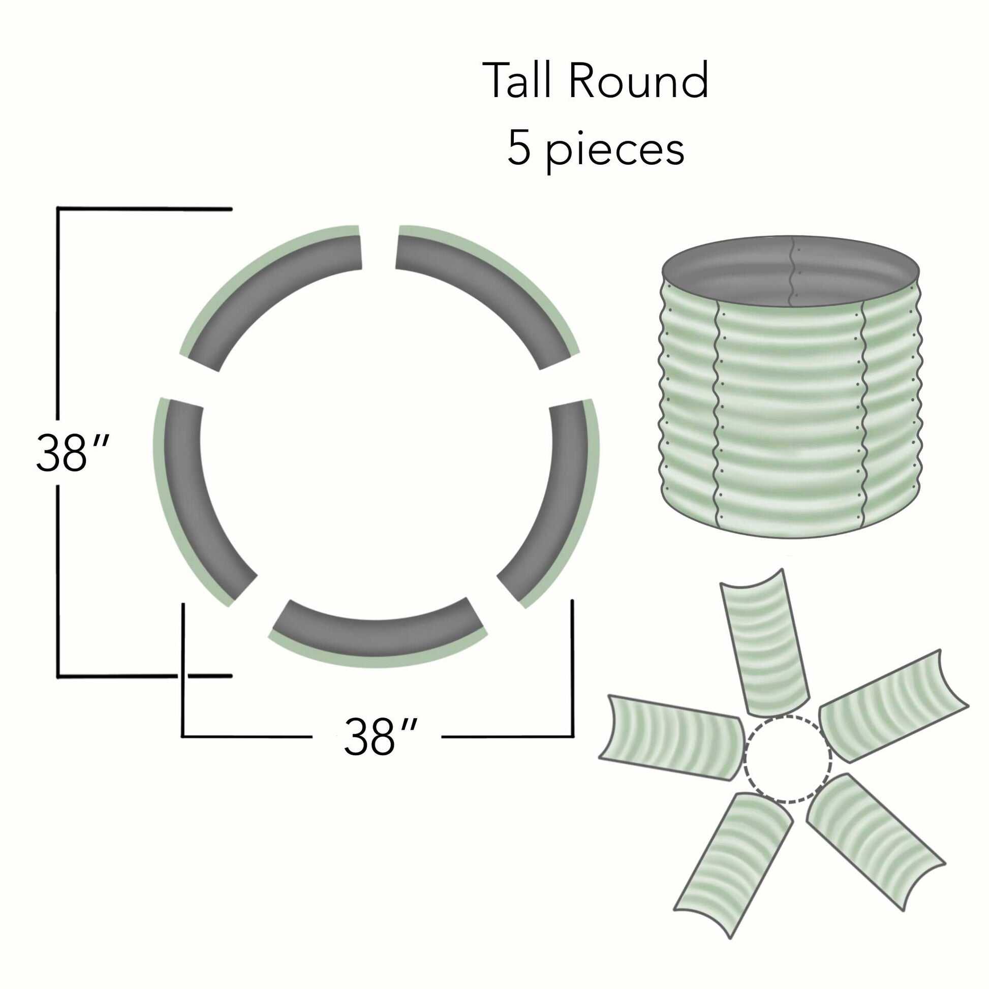 Greenhaus Gardening Round Raised Garden Bed, Deep Root Vegetable Growing Planter