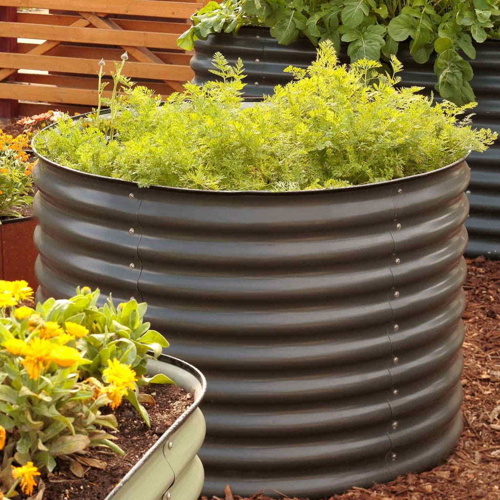 Greenhaus Gardening Round Raised Garden Bed, Deep Root Vegetable Growing Planter