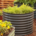 Greenhaus Gardening Round Raised Garden Bed, Deep Root Vegetable Growing Planter
