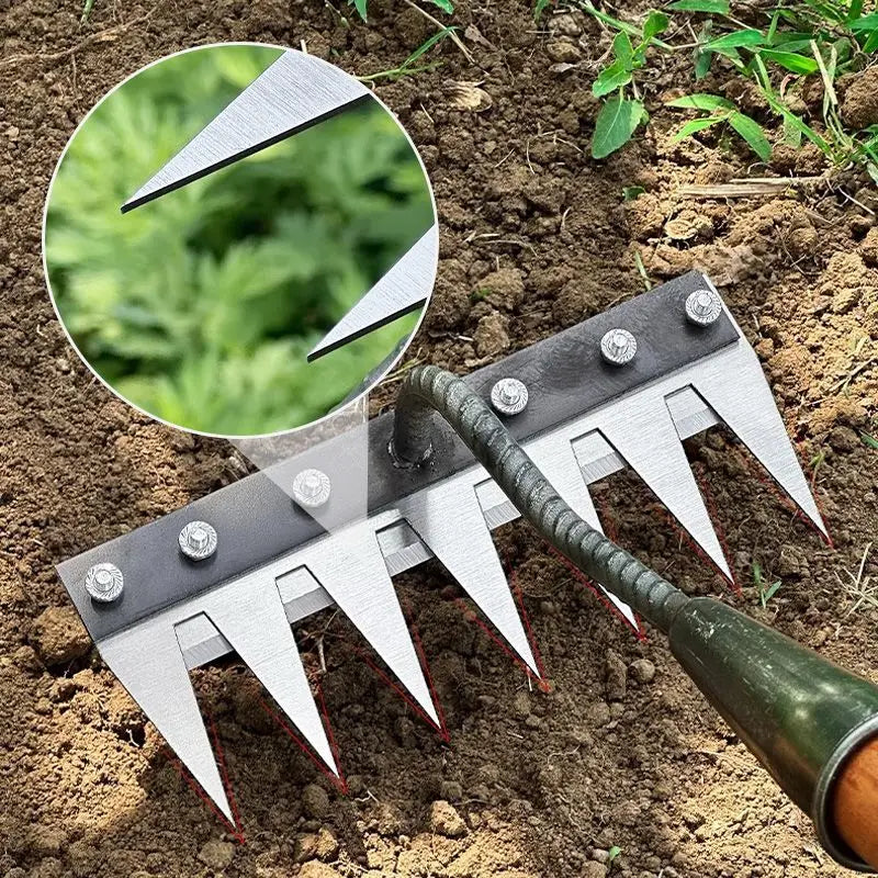 Greenhaus Gardening Upgraded Weed Removal Rake for Efficient Gardening