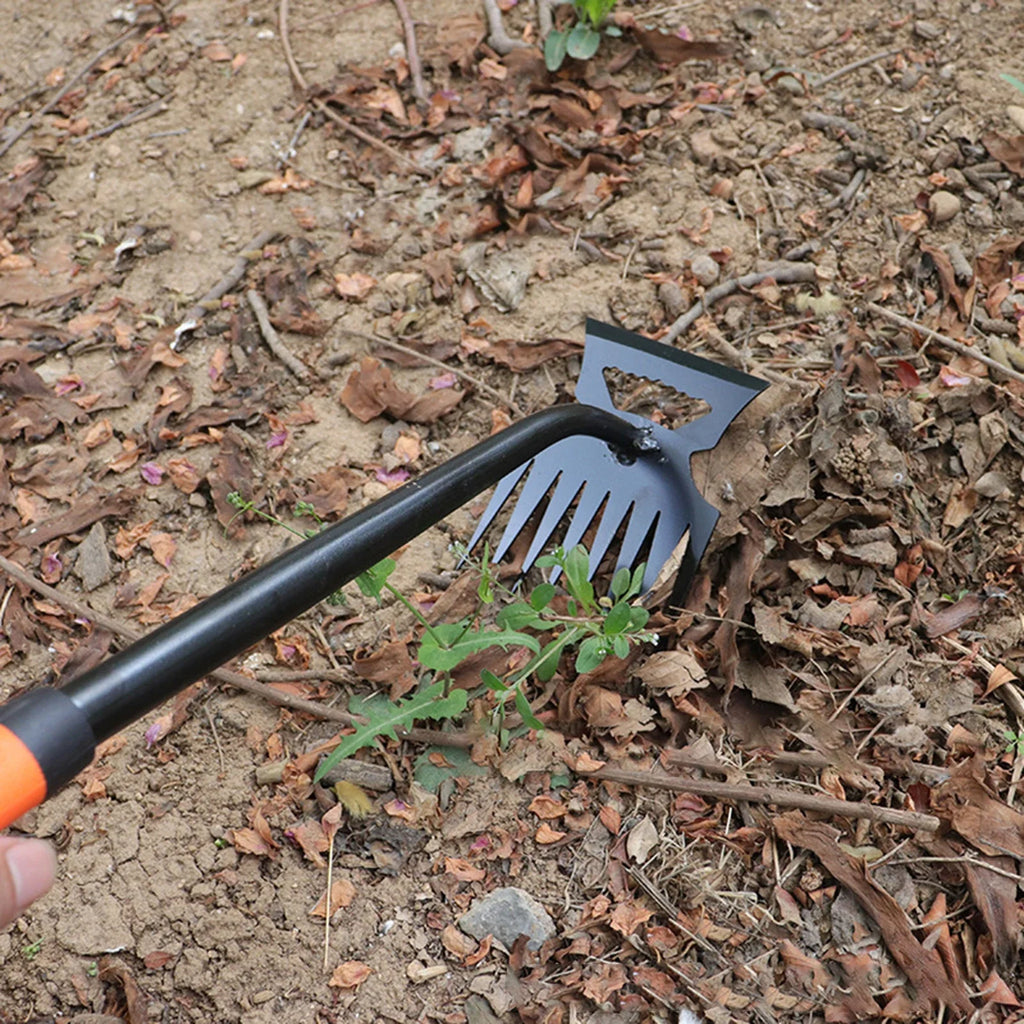 Greenhaus Gardening 2-in-1 Weeding Hoe and Rake for Tough Soil