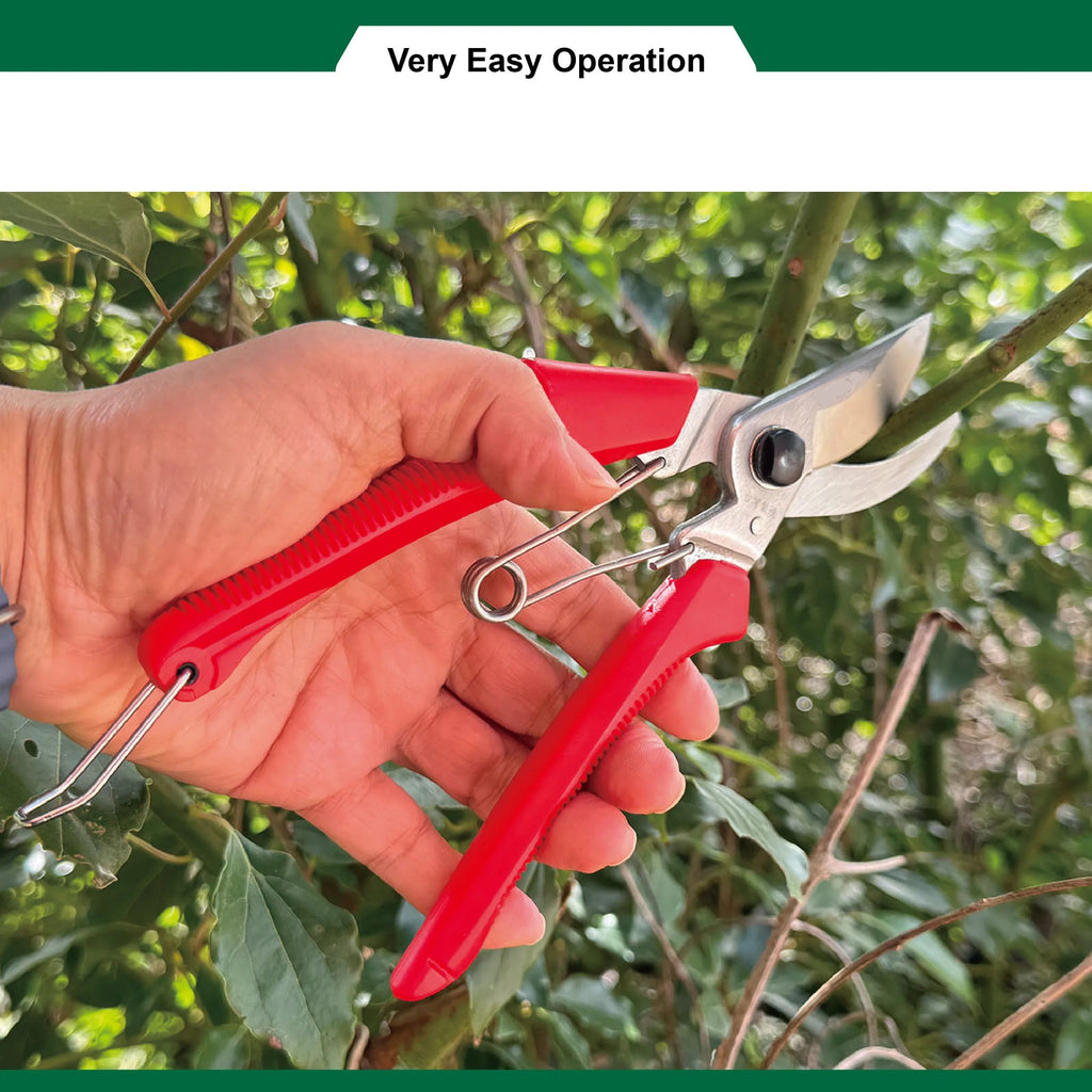 Greenhaus Gardening Carbon Steel Bypass Pruning Shears with PTFE-Coated Blade and Ergonomic Handle