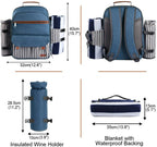 Greenhaus Gardening Deluxe Picnic Backpack Set for 4 People