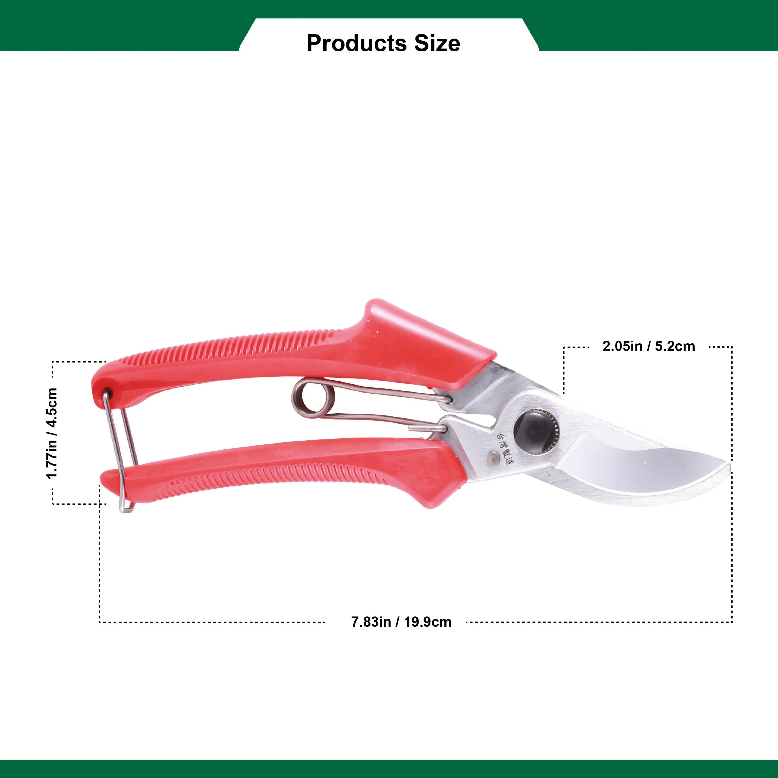 Greenhaus Gardening Carbon Steel Bypass Pruning Shears with PTFE-Coated Blade and Ergonomic Handle