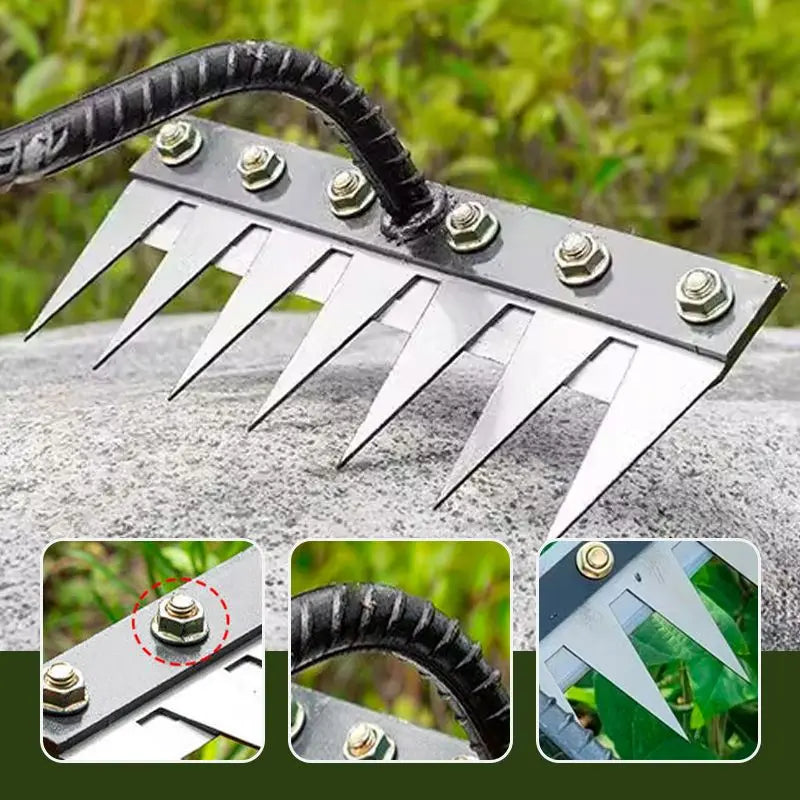 Greenhaus Gardening Upgraded Weed Removal Rake for Efficient Gardening