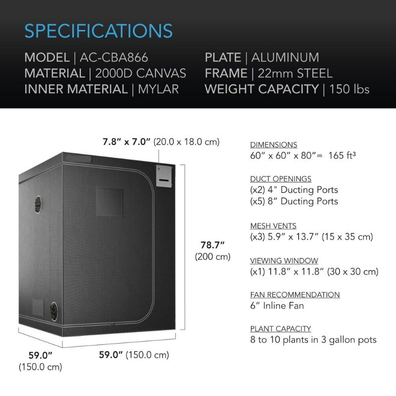 Greenhaus Gardening 60" x 60" Grow Tent with Reflective Mylar Interior