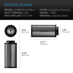 Greenhaus Gardening 6-Inch Duct Carbon Filter for Indoor Ventilation Systems