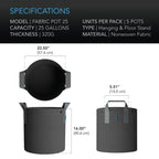 GreenHaus Gardening Heavy Duty Fabric Planter Pots for Vegetables & Herbs