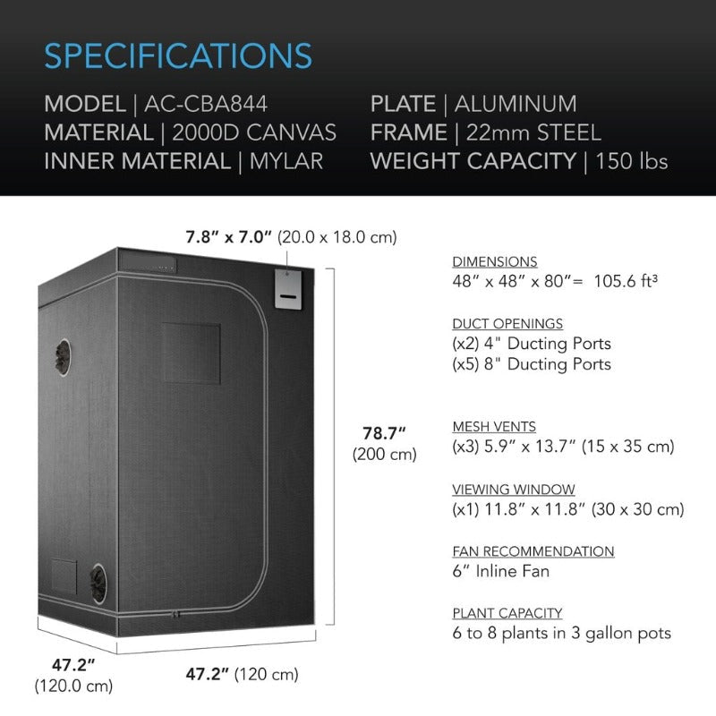 Greenhaus Gardening 48" x 48" Indoor Grow Tent with Reflective Mylar