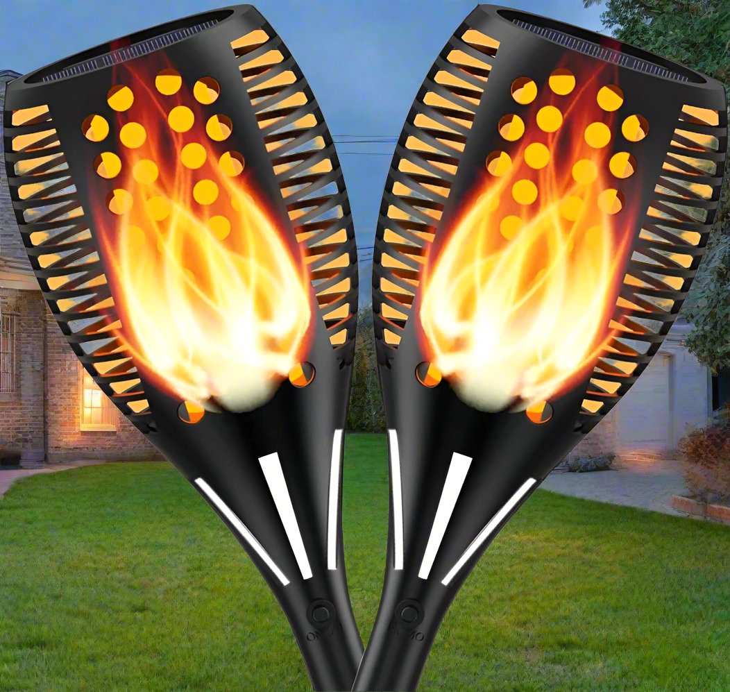 Greenhaus Gardening LED Solar Torch Lights for Garden and Patio