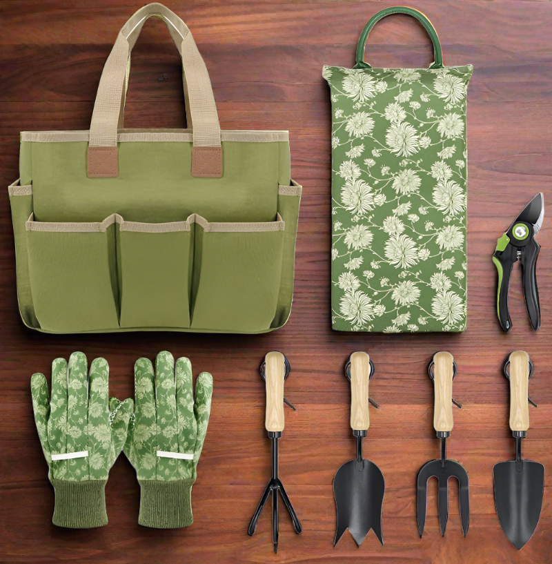 Greenhaus Gardening Garden Tools Set with Kneeling Pad and Gloves