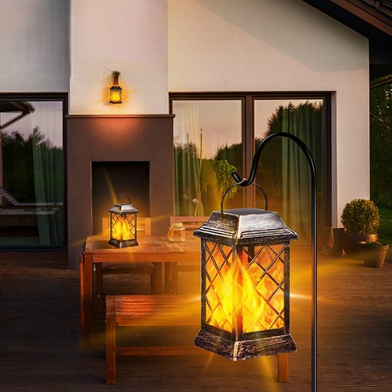 Greenhaus Gardening Solar Flame Lights with Metal Housing 2-Pack