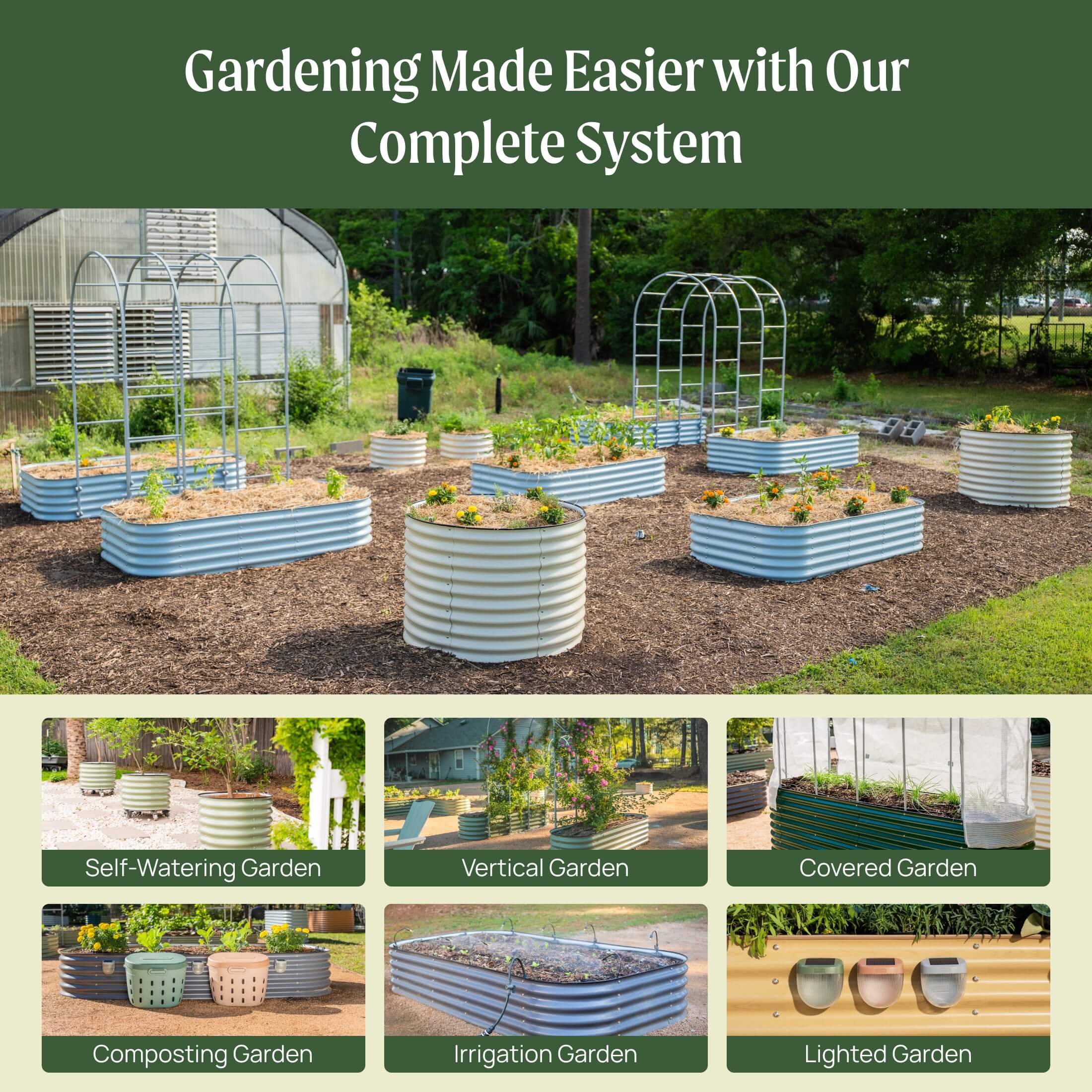 Greenhaus Gardening 4-Pack 32" Extra Tall 10-in-1 Jumbo Modular Metal Raised Garden Bed Kit