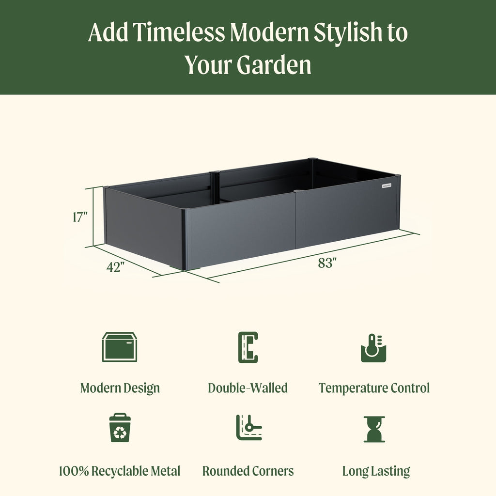 Greenhaus Gardening 17" Tall Modern 42" x 83" Metal Raised Garden Bed