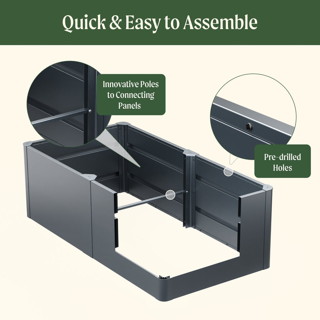 Greenhaus Gardening 17" Tall Modern 42" x 83" Metal Raised Garden Bed