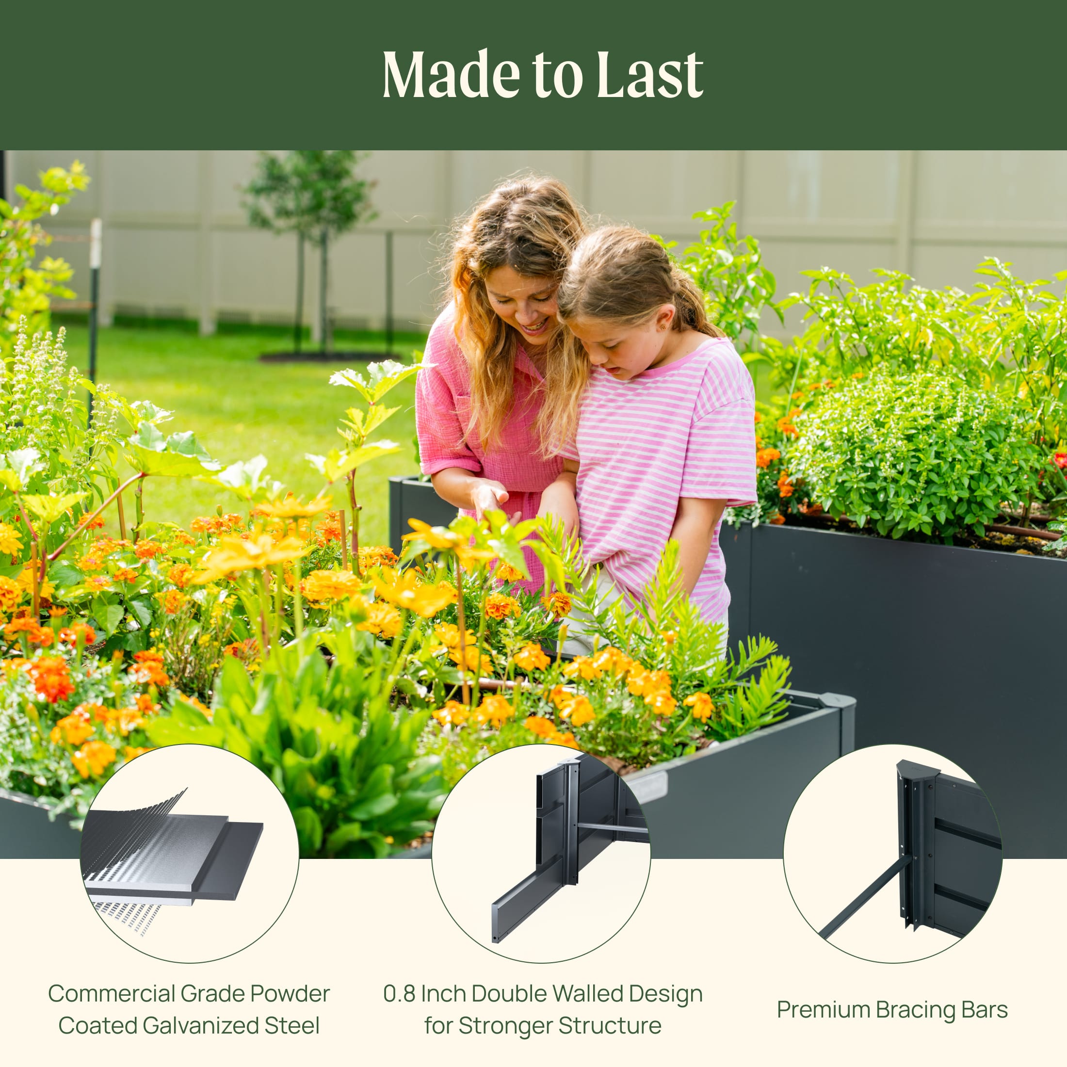 Greenhaus Gardening 32" Extra Tall Modern 42" x 42" Metal Raised Garden Bed