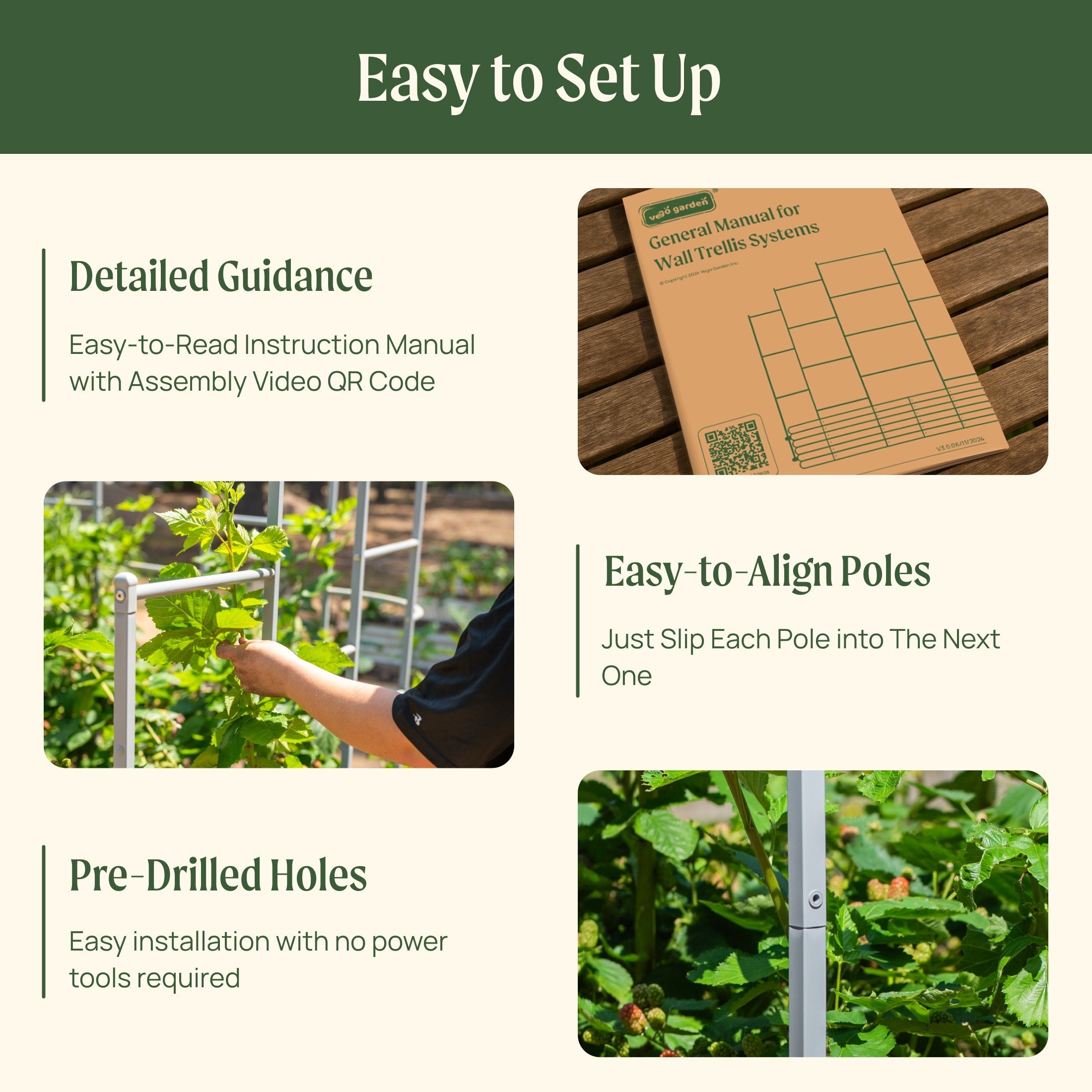 Greenhaus Gardening Modular Wall Trellis System for Raised Garden Beds