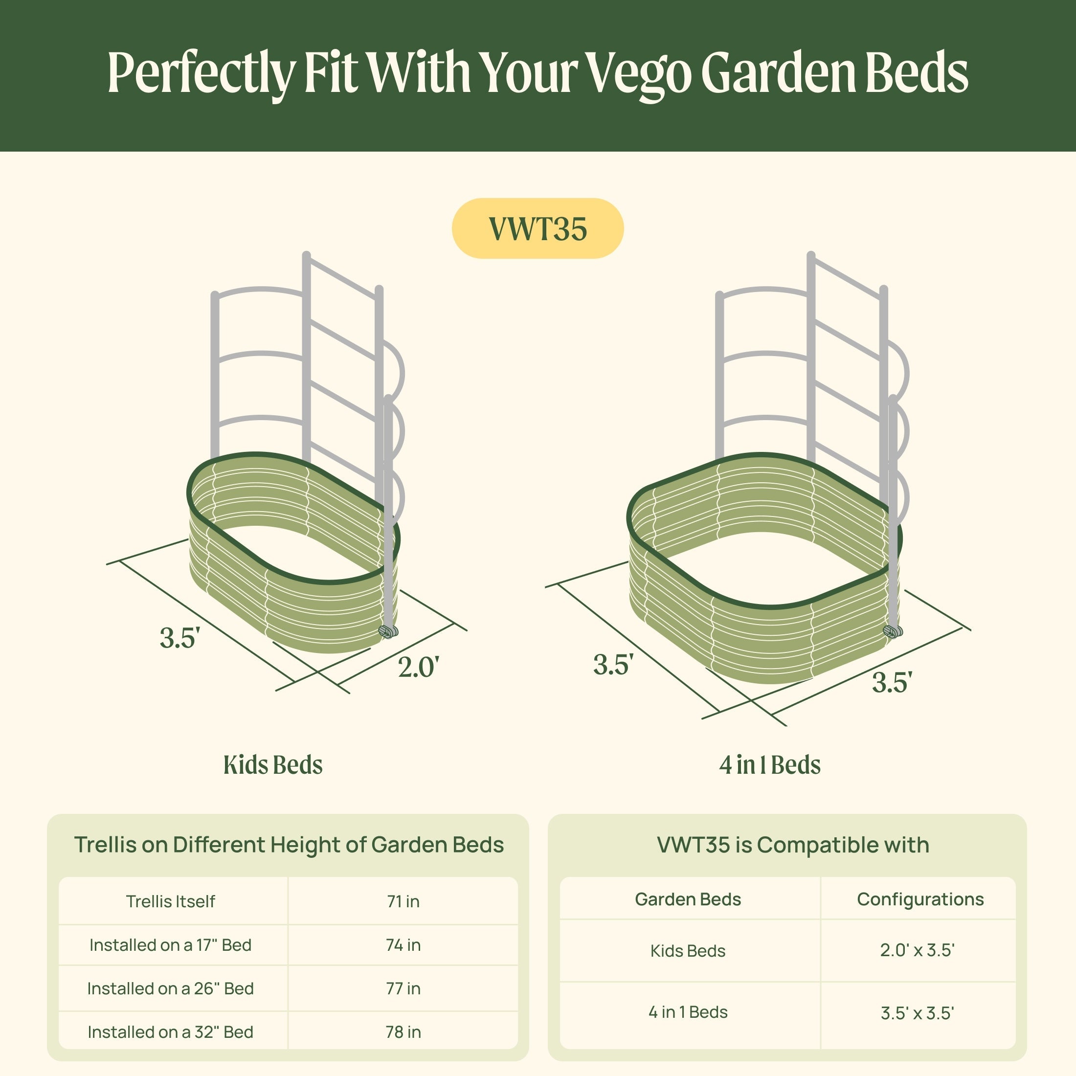 Greenhaus Gardening Metal Garden Trellis for Raised Beds, Outdoor Plant Support