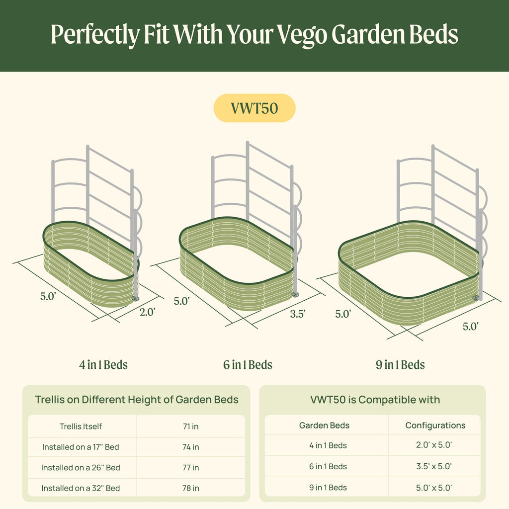Greenhaus Gardening Metal Garden Trellis for Raised Beds, Outdoor Plant Support