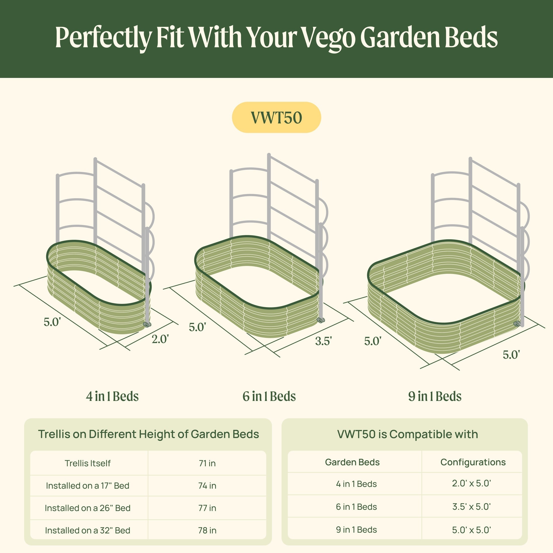 Greenhaus Gardening Metal Garden Trellis for Raised Beds, Outdoor Plant Support