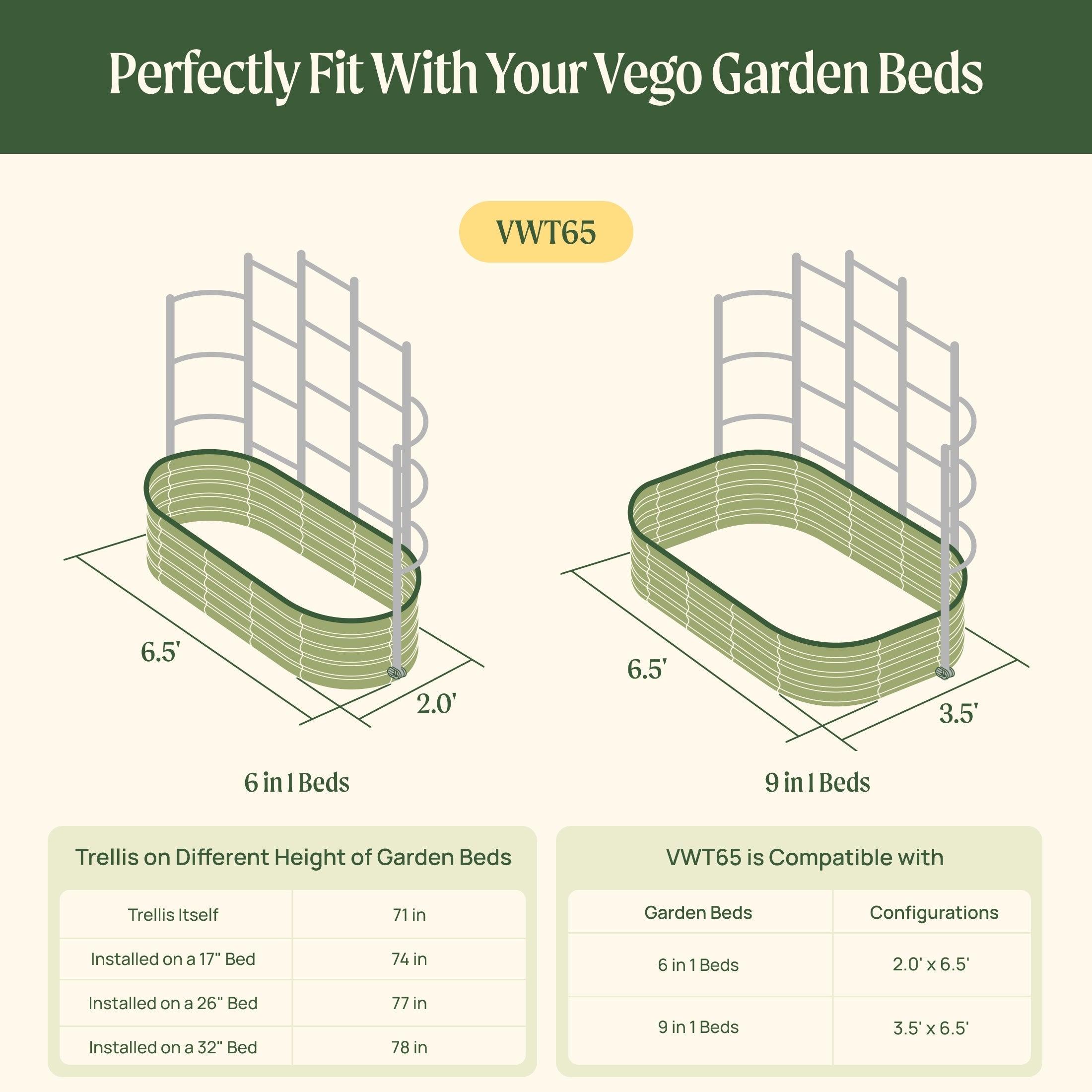 Greenhaus Gardening Metal Garden Trellis for Raised Beds, Outdoor Plant Support