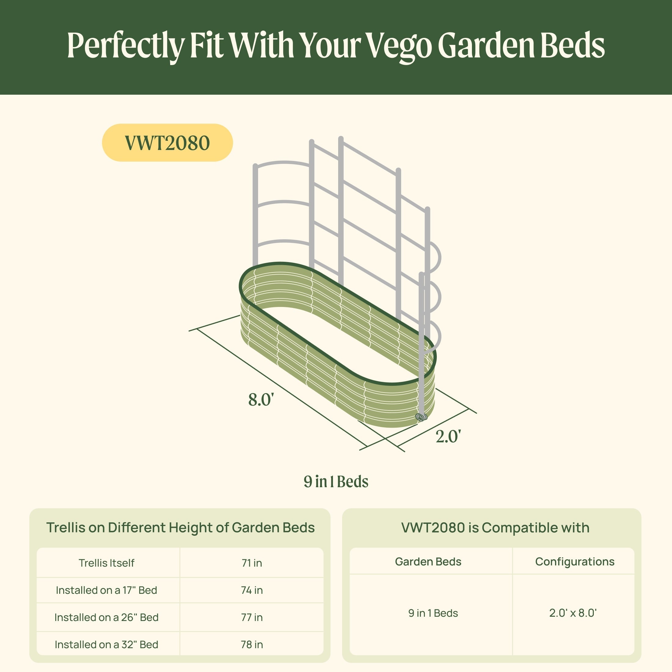 Greenhaus Gardening Metal Garden Trellis for Raised Beds, Outdoor Plant Support