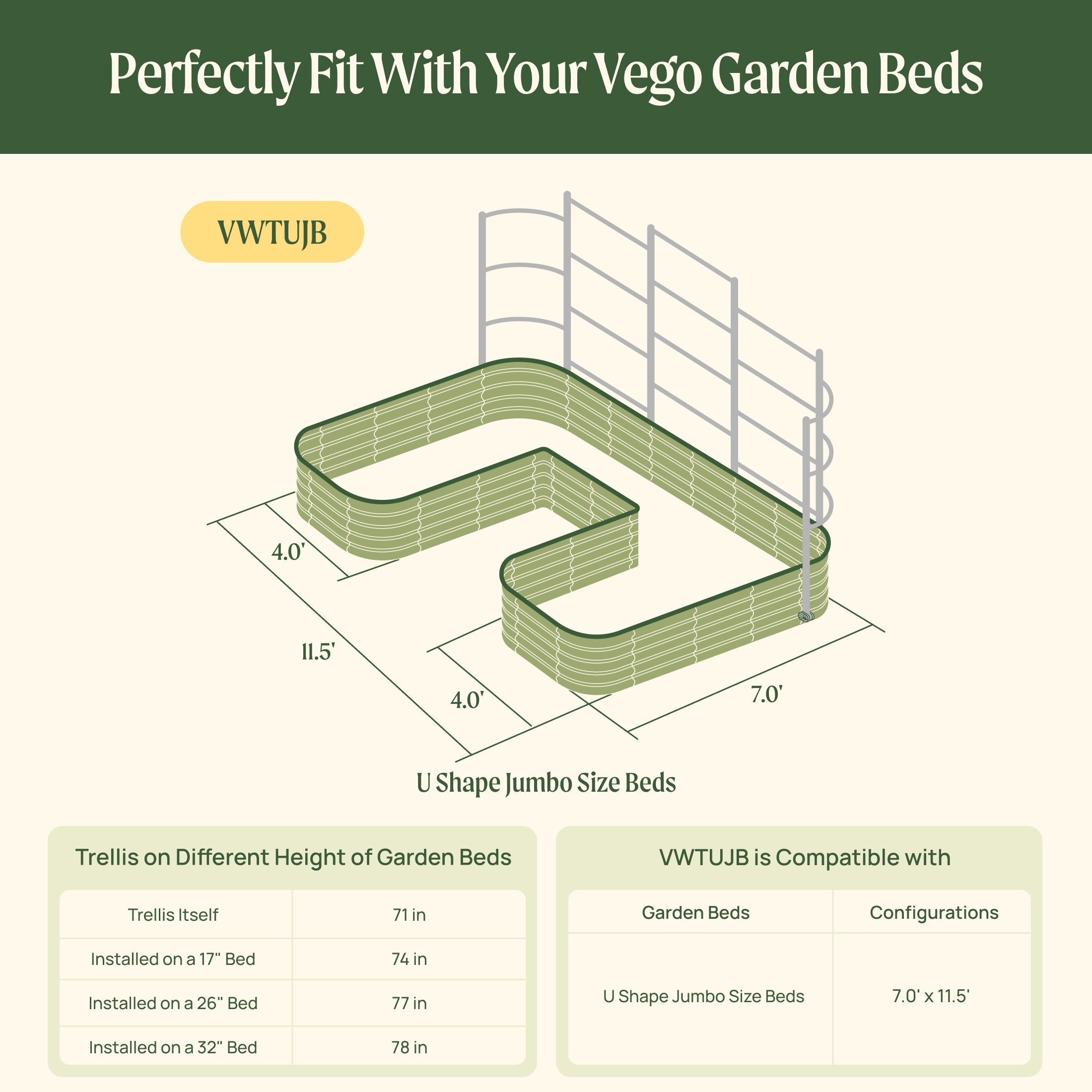 Greenhaus Gardening Metal Garden Trellis for Raised Beds, Outdoor Plant Support