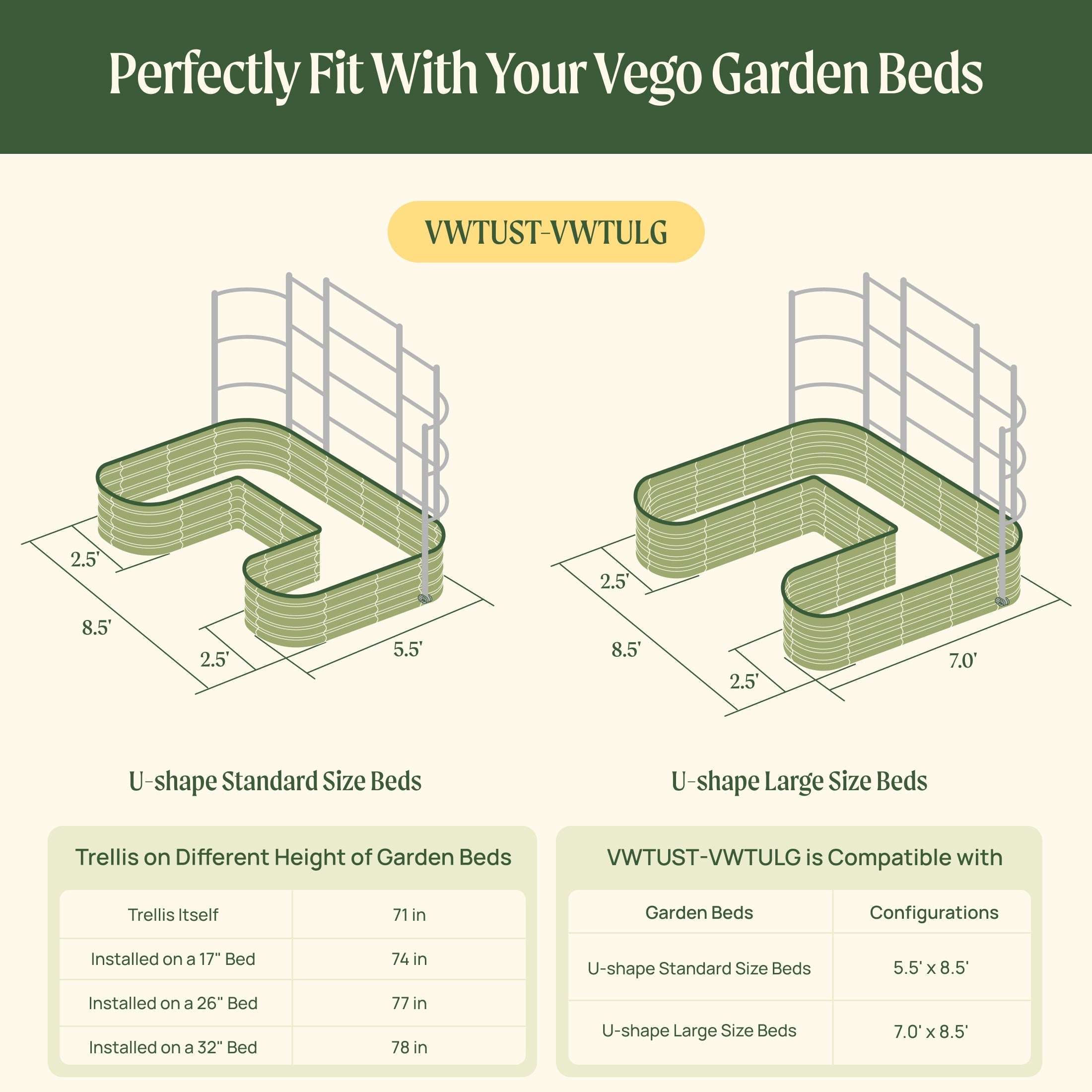 Greenhaus Gardening Metal Garden Trellis for Raised Beds, Outdoor Plant Support