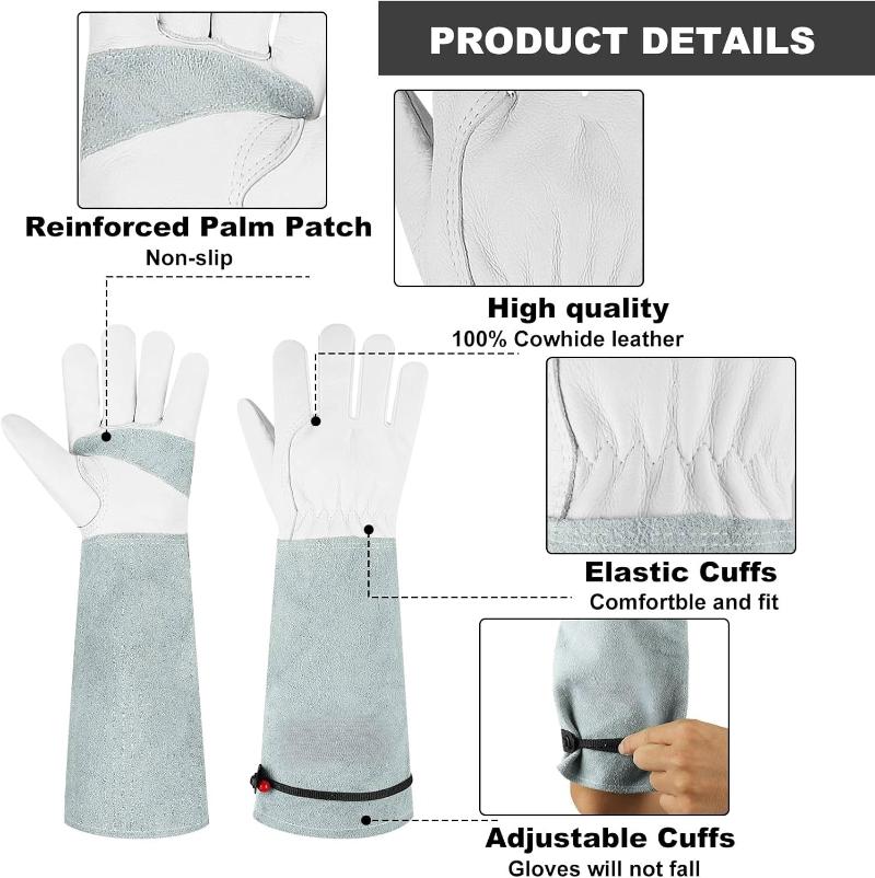 Greenhaus Gardening Adjustable Cuff Pruning Gloves for Yard Work