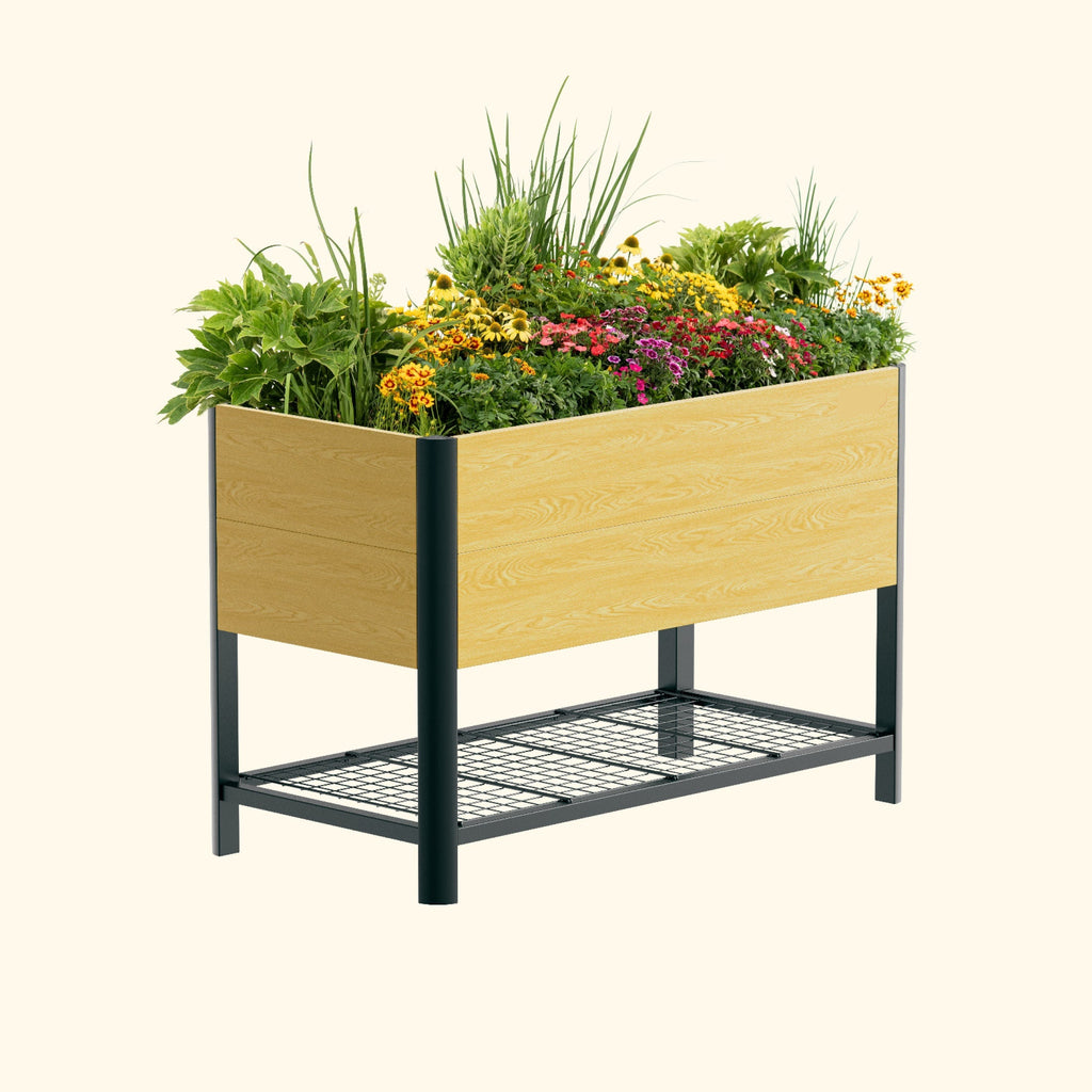 Greenhaus Gardening 32-Inch Elevated Garden Bed with Woodgrain Finish