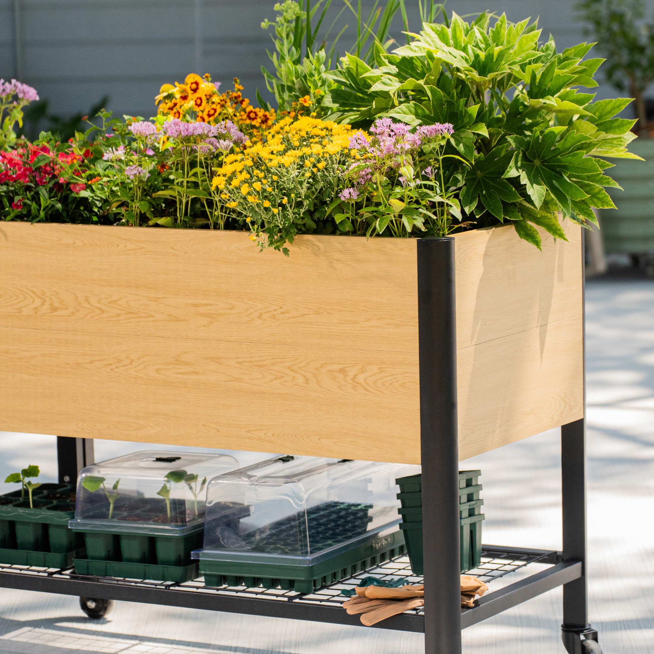 Greenhaus Gardening 32-Inch Elevated Garden Bed with Woodgrain Finish