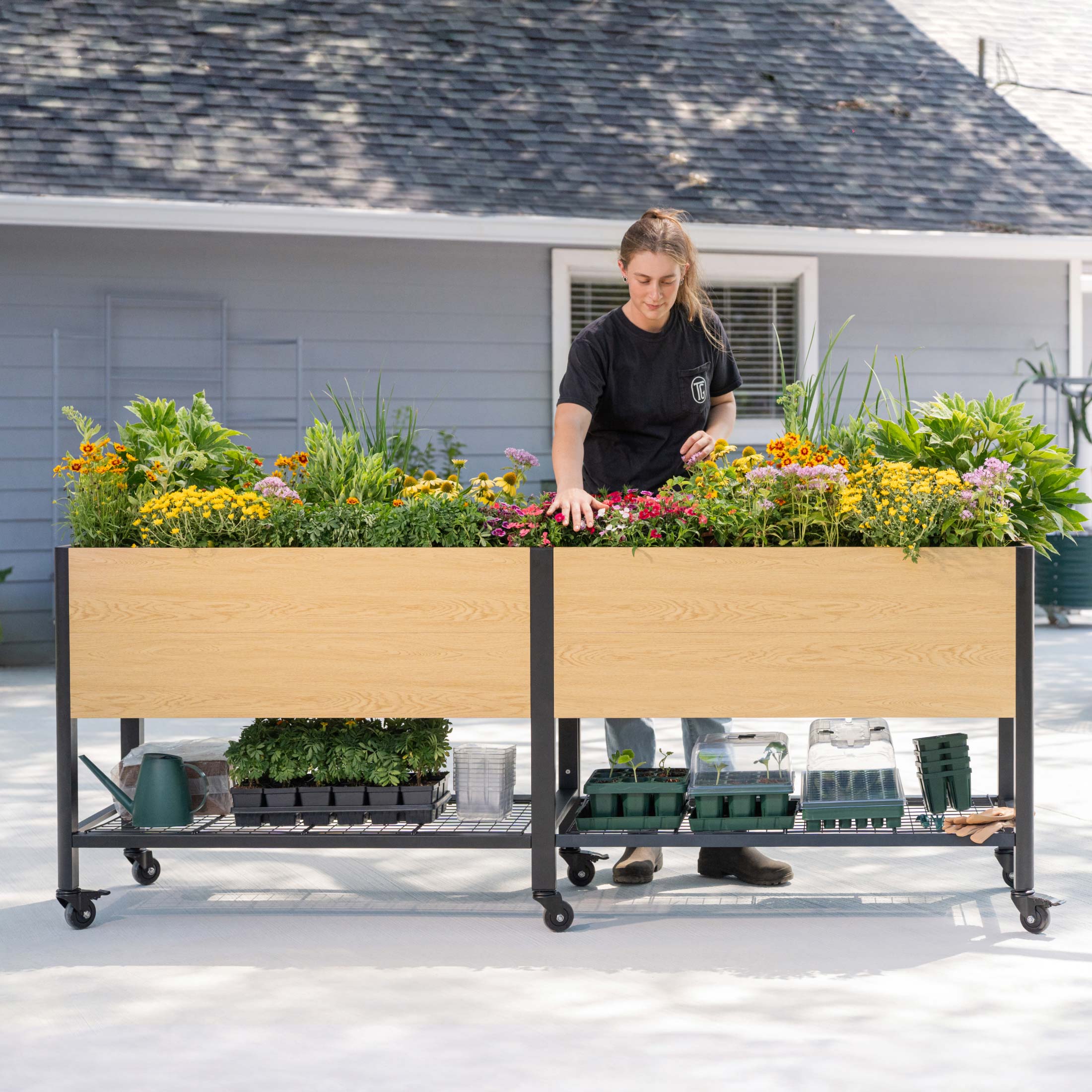 Greenhaus Gardening 32-Inch Elevated Garden Bed with Woodgrain Finish