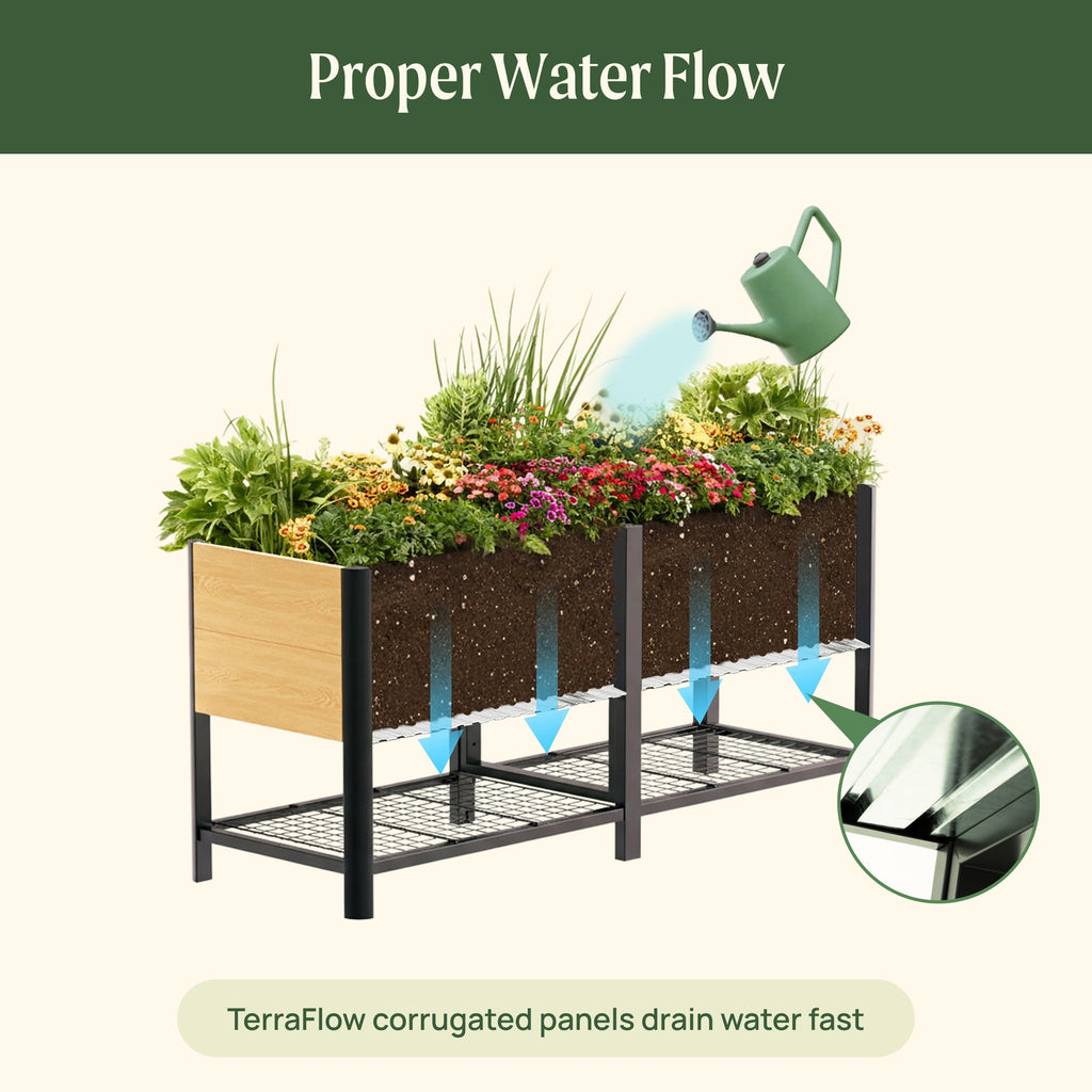 Greenhaus Gardening 32-Inch Elevated Garden Bed with Woodgrain Finish