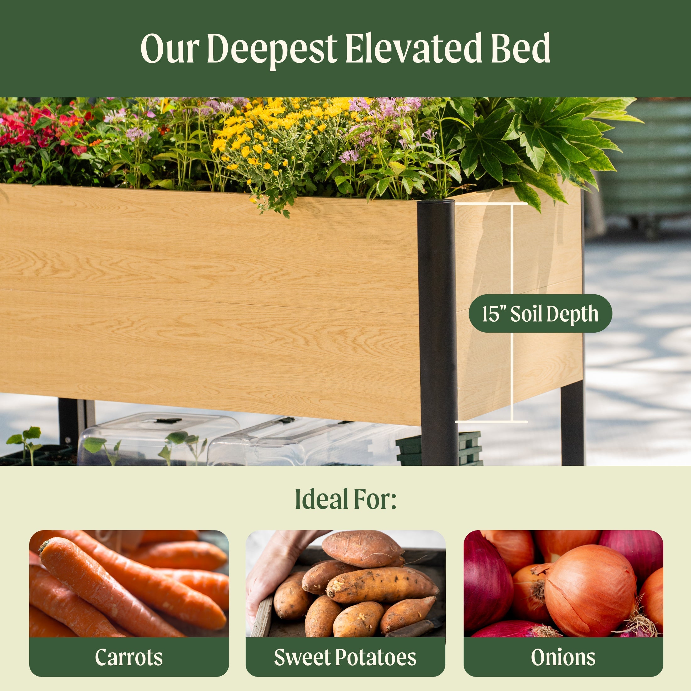 Greenhaus Gardening 2' × 6' Elevated Planter for Patio and Deck Gardens