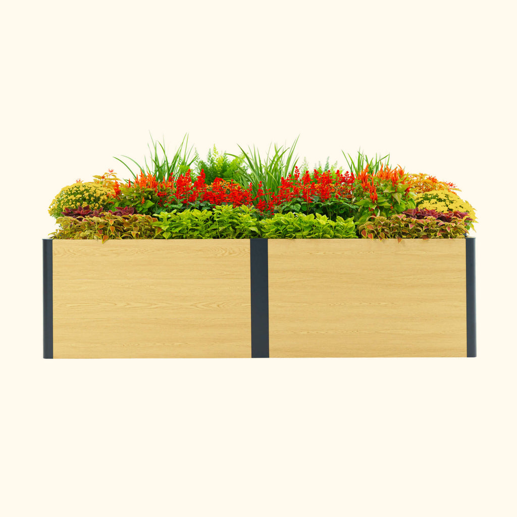 Greenhaus Gardening 26-Inch Tall Woodgrain Metal Raised Garden Bed