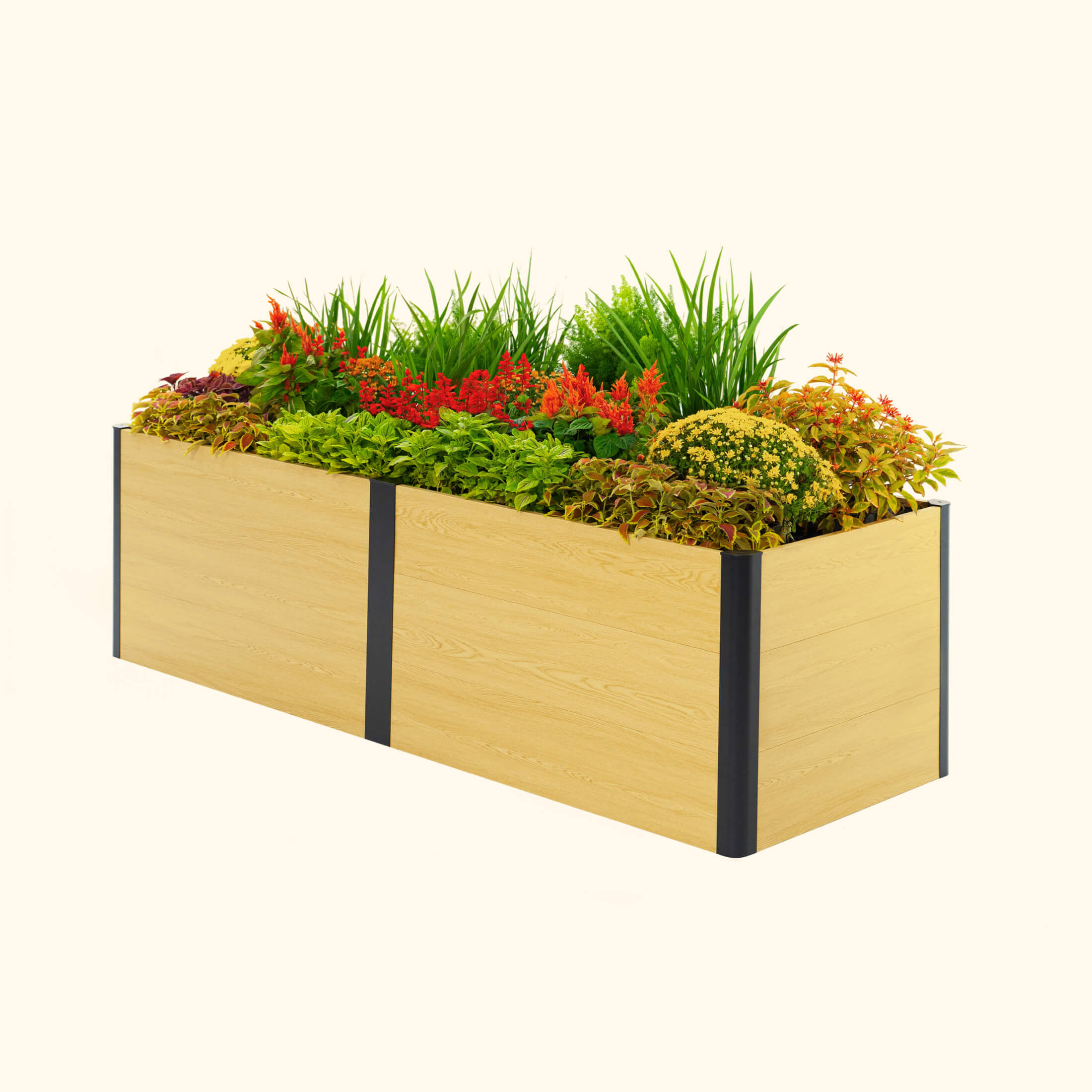 Greenhaus Gardening 26-Inch Tall Woodgrain Metal Raised Garden Bed