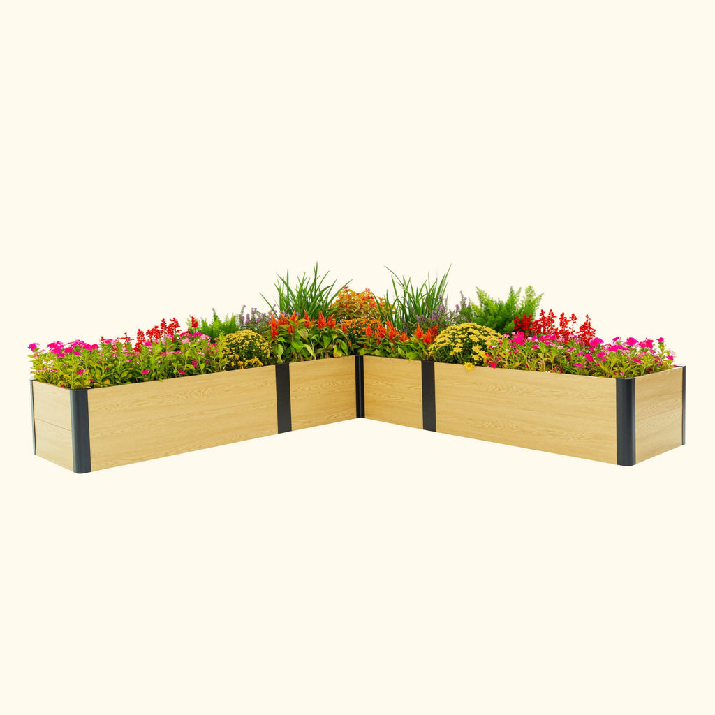 Greenhaus Gardening 16-Inch Tall Woodgrain L-Shaped Raised Garden Bed