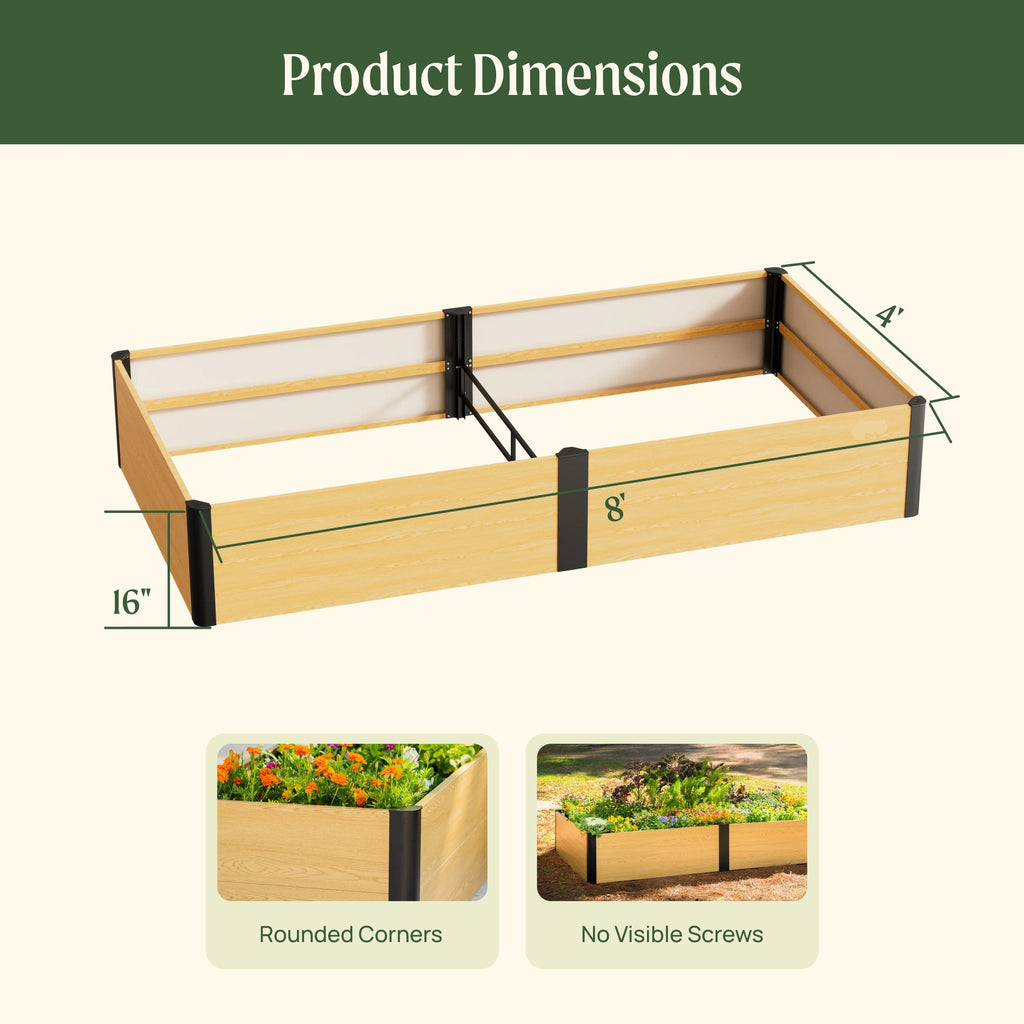 Greenhaus Gardening 4' x 8' Metal Raised Garden Bed with Woodgrain Finish
