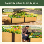 Greenhaus Gardening 16-Inch Tall Woodgrain Metal Raised Garden Bed