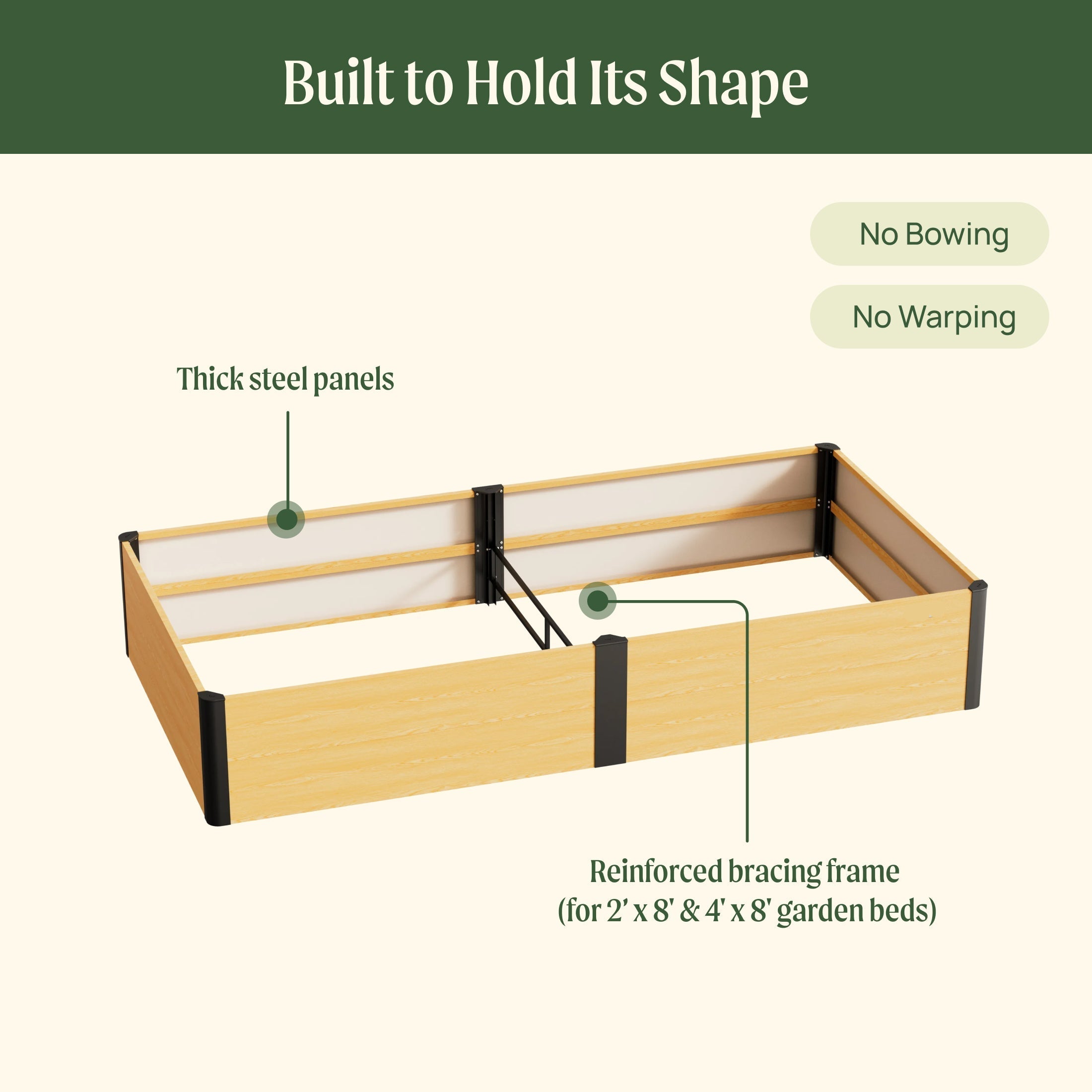 16" Tall Woodgrain 2' x 8' Metal Raised Garden BedGreenhaus Gardening 16" Tall Woodgrain 2' x 8' Metal Raised Garden Bed