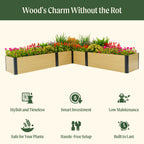 Greenhaus Gardening 16-Inch Tall Woodgrain L-Shaped Raised Garden Bed