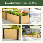 Greenhaus Gardening 16-Inch Tall Woodgrain L-Shaped Raised Garden Bed