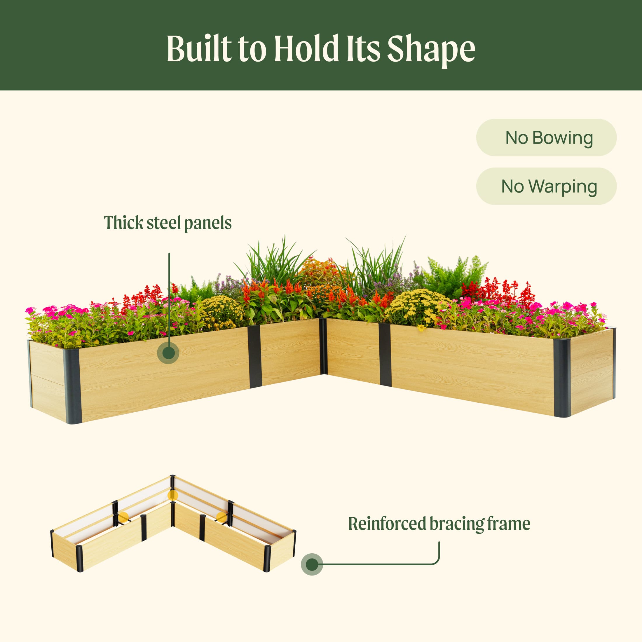 Greenhaus Gardening 8' x 8' L-Shaped Raised Garden Bed