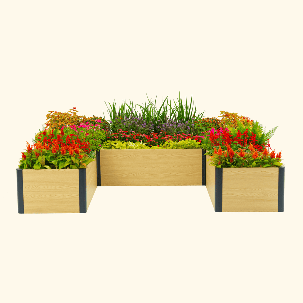 Greenhaus Gardening U-Shaped Raised Garden Bed with Woodgrain Finish